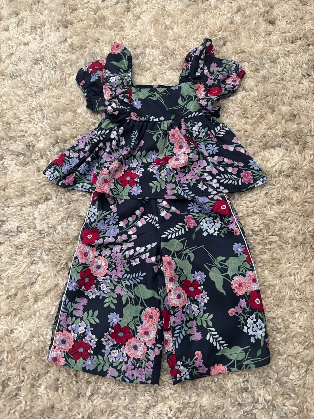 Janie and Jack Girls Navy Floral Two-Piece Set